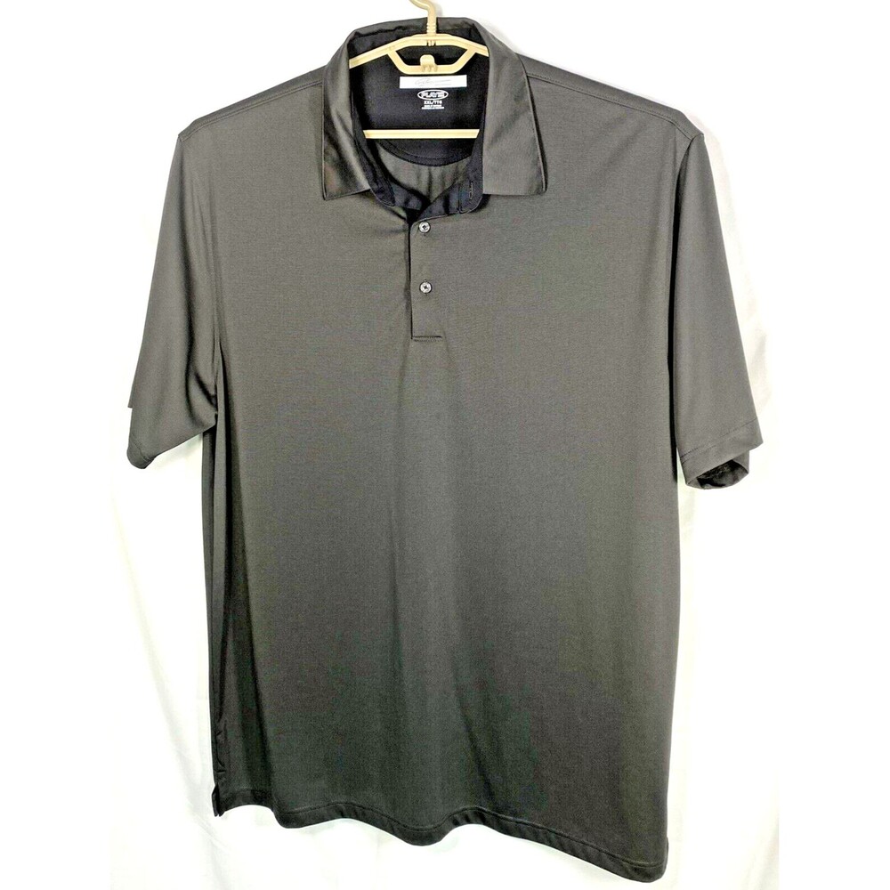 Greg Norman Play Dry Dark Gray/Black Poly Golf Shark Logo POLO SHIRT 2XL XXL EUC